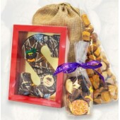 Sinterklaas Jute zak S gevuld met oa. 350 gram ambachtelijke chocolade